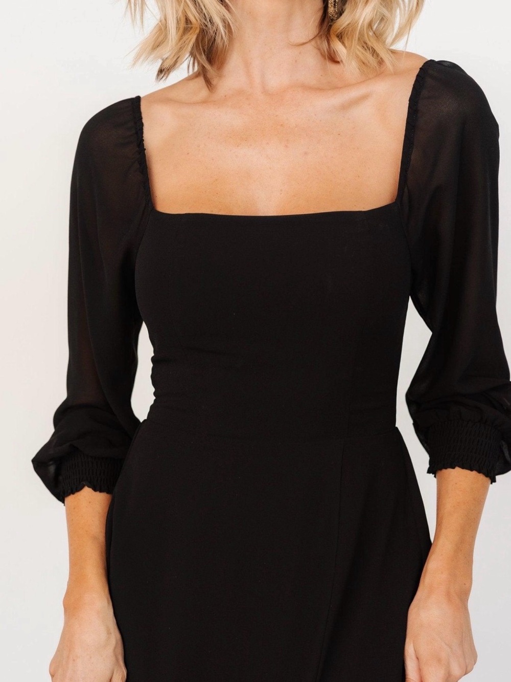 Baltic Born Black Square-Neck Maxi Dress with High Slit - Picture 2 of 7